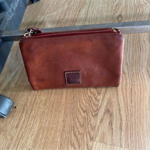 Dooney & Bourke Saddle Brown Large Wallet Double Zip Organizer